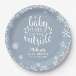 It's Cold Outside Blue Boy Winter Baby Shower Pappteller