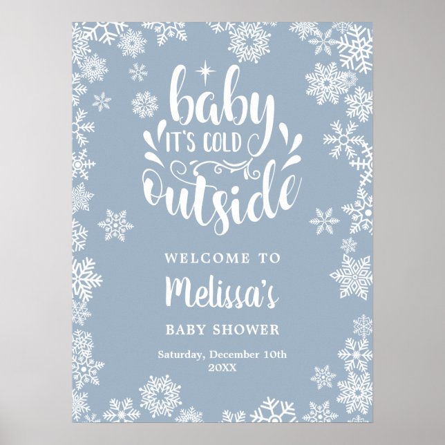 It's Cold Outside Boy Winter Baby Shower Welcome Poster (Vorne)