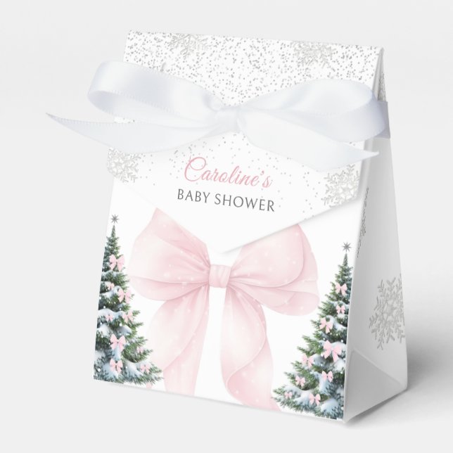 It's Cold Outside Pink Bow Baby Shower Favor Box Geschenkschachtel (Vorderseite)