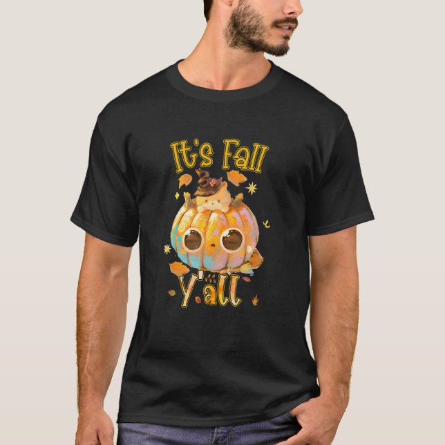 It's Fall Y all Cute Cat Pumpkin For Cats T-Shirt (Vorderseite)