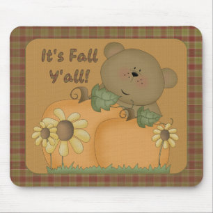 "It's Fall Y'all" Autumn Teddy Bären Mousepad 1