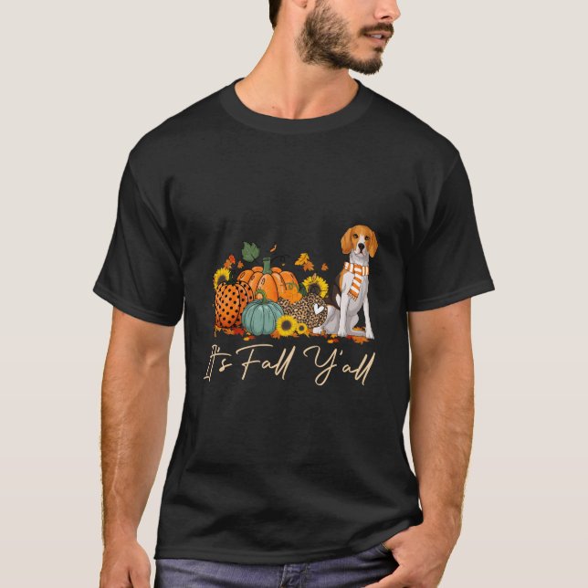 It'S Fall Y'All Beagle Leopard Pumpkin Halloween F T-Shirt (Vorderseite)