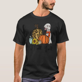 It's Fall Y'all Bedlington Terrier Leopard Pumpkin T-Shirt