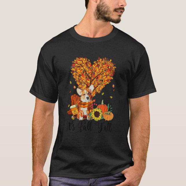 It's Fall Y'all Corgi Dog  Thanksgiving Halloween T-Shirt (Vorderseite)