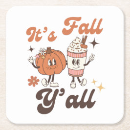 It's Fall Y'all  – Cute Pumpkin Spice Fall Rechteckiger Pappuntersetzer