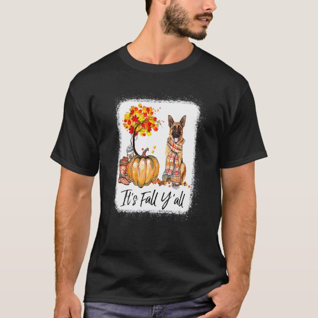 It's Fall Y'all German Shepherd Dog Halloween Than T-Shirt (Vorderseite)