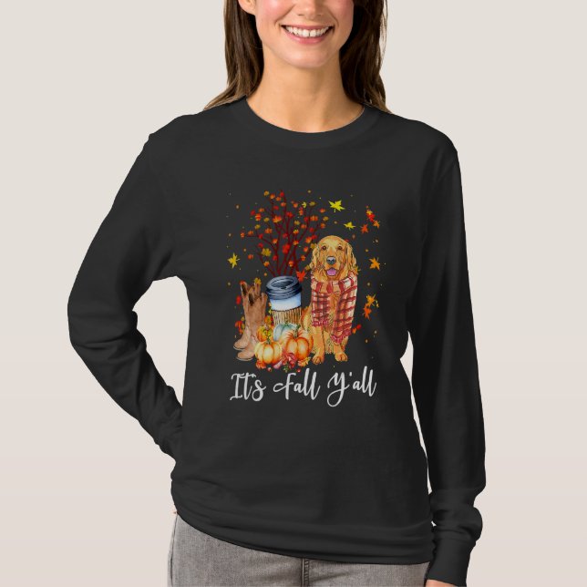 It's Fall Y'all Golden Retriever Dog Pumpkin Fall  T-Shirt (Vorderseite)