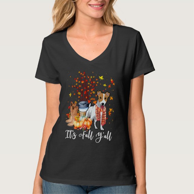 It's Fall Y'all Jack Russell Terrier Dog Pumpkin F T-Shirt (Vorderseite)