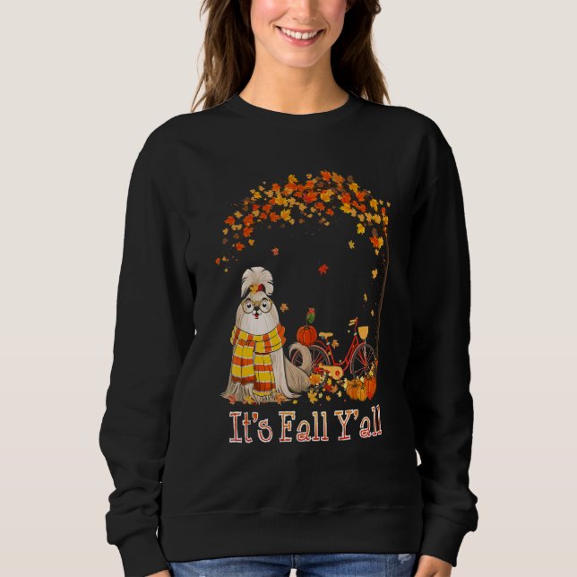 It's Fall Y'all Shih Tzu Bike Pumpkin Spice Autumn Sweatshirt (Vorderseite)