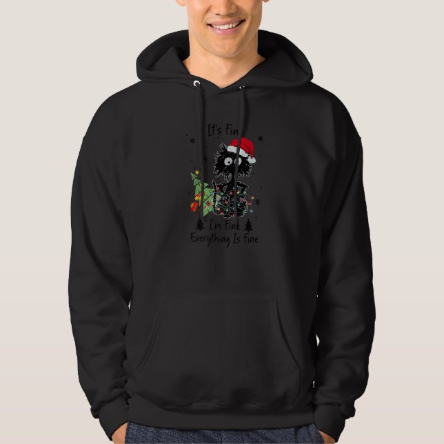 It's Fine I'm Fine Everything Is Fine Cat Christma Hoodie (Vorderseite)