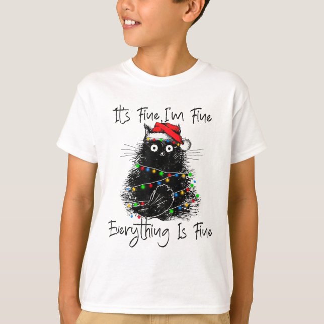Its Fine I'm Fine Everything Is Fine Christmas Bla T-Shirt (Vorderseite)