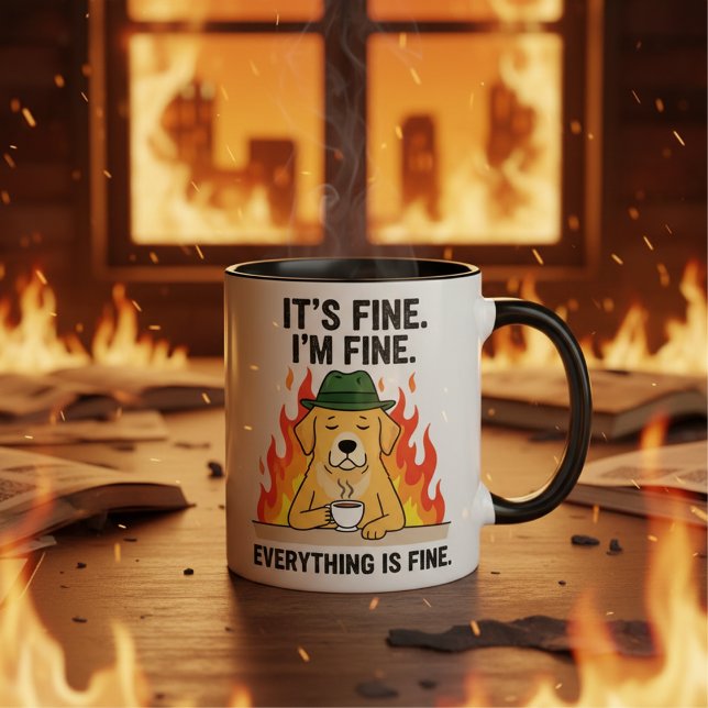 Its Fine Im Fine Everything, Meme Dog Coffee Tasse (Von Creator hochgeladen)