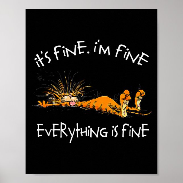 It's Fine Rpg Gamer Cat D20 Dice Fail Funny Nerdy  Poster (Vorne)