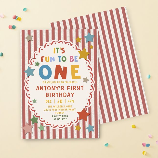 It's Fun to Be One Colorful 1st Birthday Einladung (Von Creator hochgeladen)