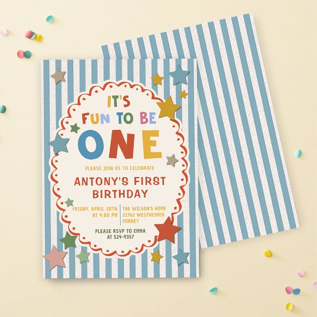 It's Fun to Be One Colorful 1st Birthday Einladung (Von Creator hochgeladen)