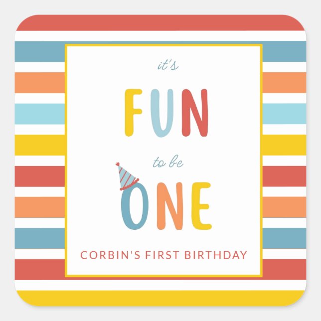 It's Fun To Be One Colorful Birthday Party Sticker (Vorderseite)