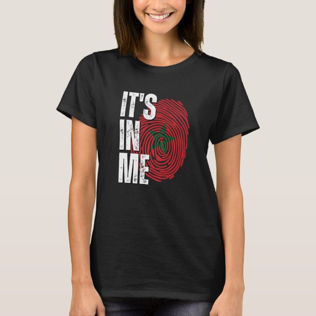 It's In Me Morocco Flag Fingerprint Moroccan Herit T-Shirt (Vorderseite)