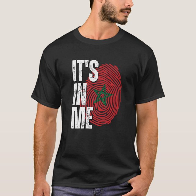 It's In Me Morocco Flag Fingerprint Moroccan Herit T-Shirt (Vorderseite)