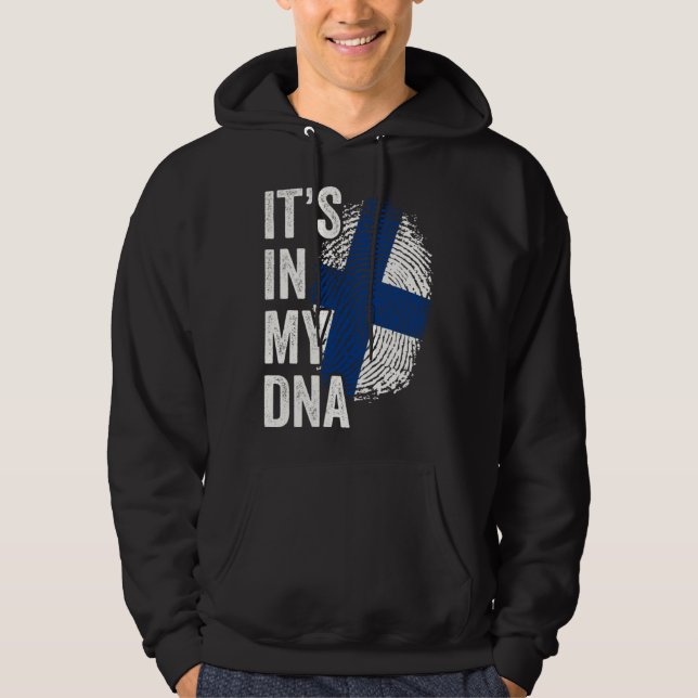 ITS IN MY DNA Finland Flag Finnish Roots Pride Gen Hoodie (Vorderseite)