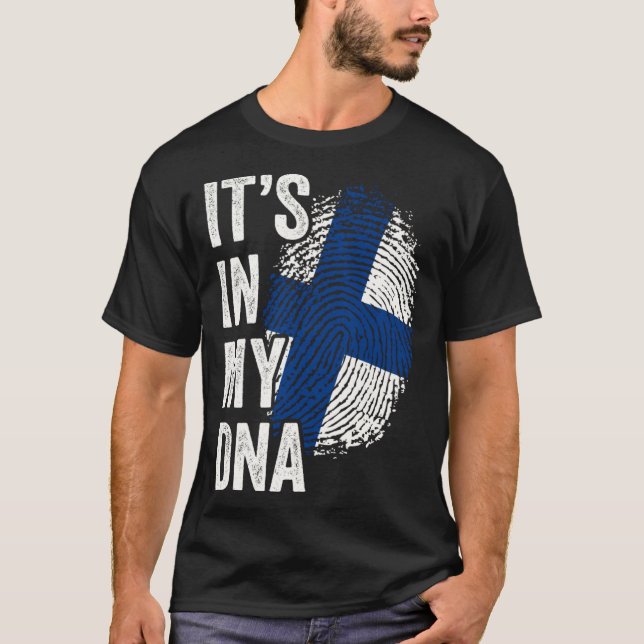 ITS IN MY DNA Finland Flag Finnish Roots Pride Gen T-Shirt (Vorderseite)