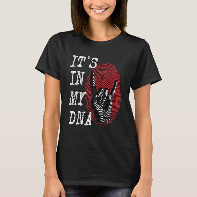 IT'S IN MY DNA Hand Horns Fingerprint Punk Rock Di T-Shirt (Vorderseite)