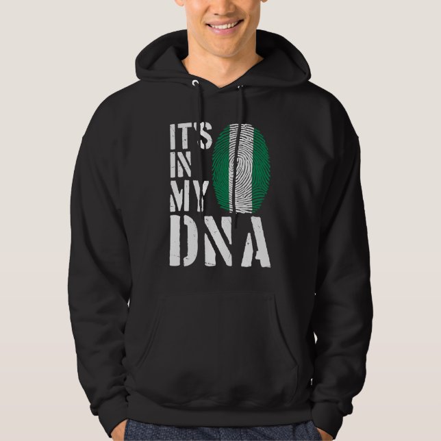 It's In My DNA Nigerian Flag Fingerprint BHM Afro  Hoodie (Vorderseite)