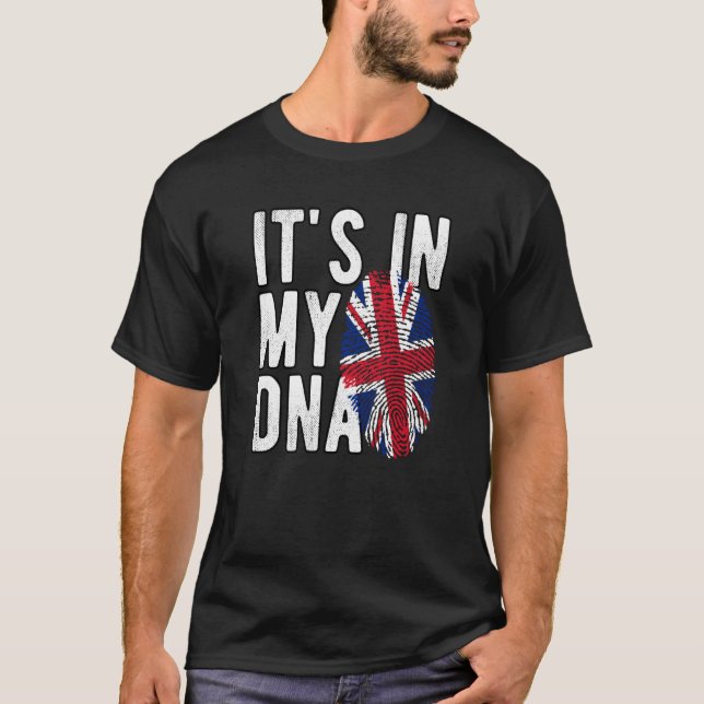 It's In My DNA Union Jack Fingerprint British Isle T-Shirt (Vorderseite)