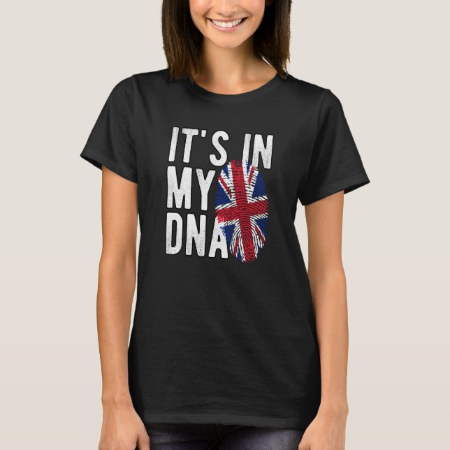 It's In My DNA Union Jack Fingerprint British Isle T-Shirt (Vorderseite)