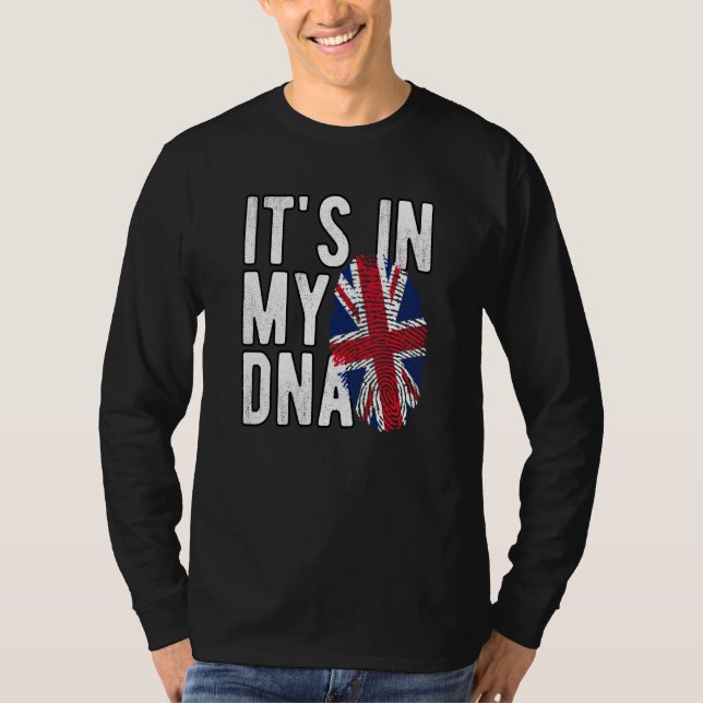 It's In My DNA Union Jack Fingerprint British Isle T-Shirt (Vorderseite)