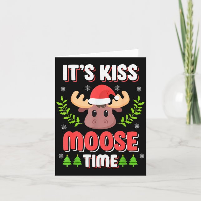 It's Kiss Moose Time Play On Words For Christmas  Karte (Vorderseite)