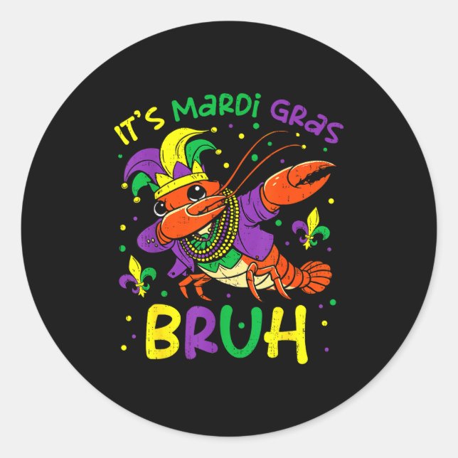 Its Mardi Gras Bruh Crayfish Dab Jester Beads Boys Runder Aufkleber (Vorderseite)