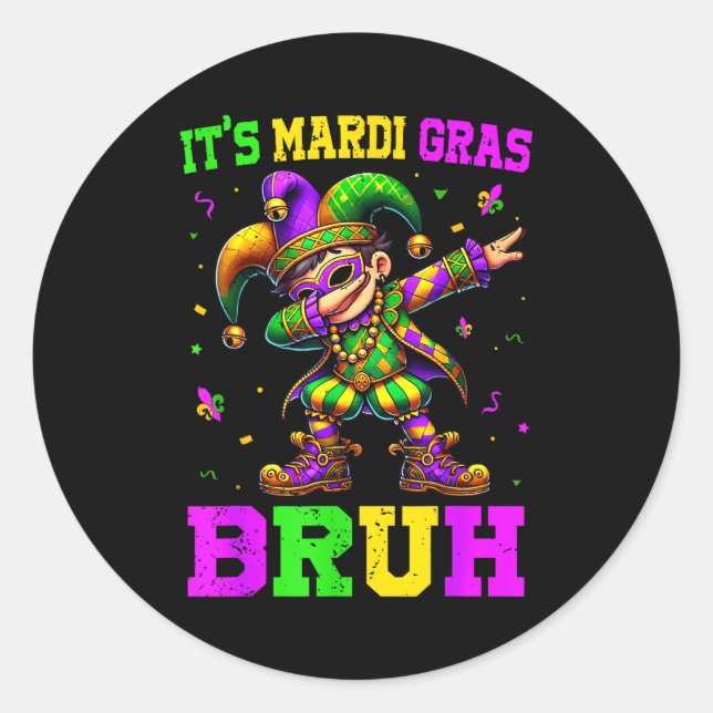 It's Mardi Gras Bruh Dabbing Boy Kids New Orleans  Runder Aufkleber (Vorderseite)