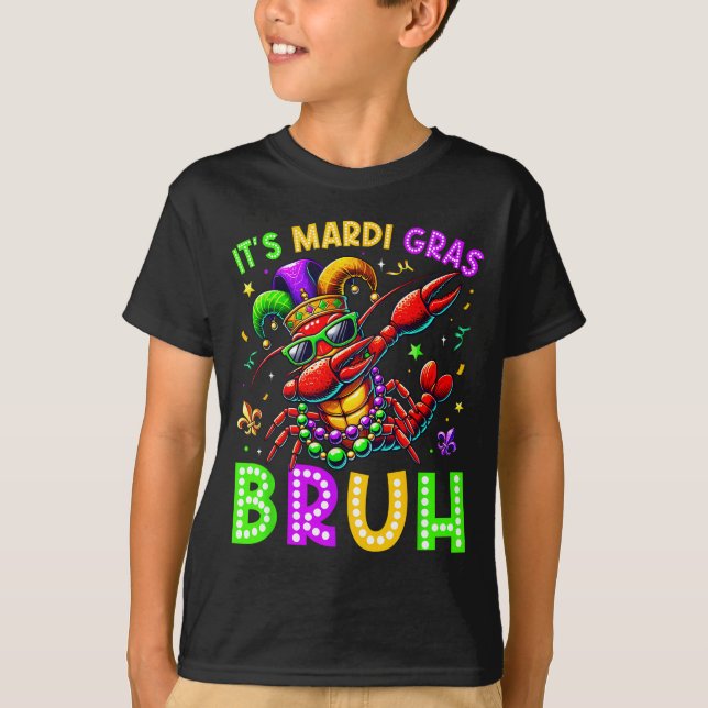It's Mardi Gras Bruh Dabbing Crawfish Carnival Boy T-Shirt (Vorderseite)