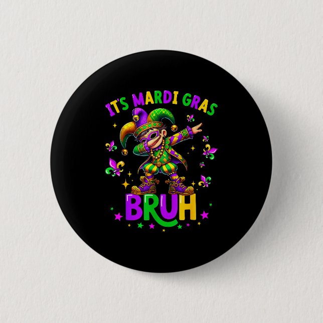 It's Mardi Gras Bruh Dabbing Leprechaun Jester New Button (Vorderseite)