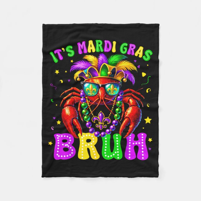 Its Mardi Gras Bruh Funny Crawfish Outfit Boys Gir Fleecedecke (Vorderseite)