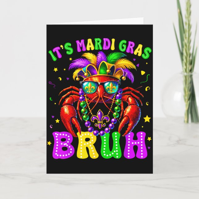 Its Mardi Gras Bruh Funny Crawfish Outfit Boys Gir Karte (Vorderseite)