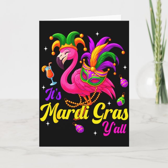 Its Mardi Gras Yall Flamingo Costume Girls Women M Karte (Vorderseite)