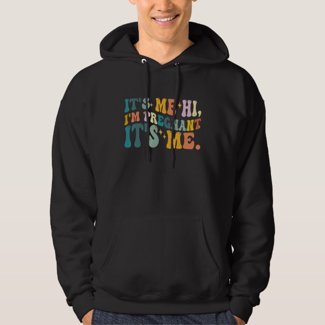 Its Me Hi Im Pregnant Its Me  Retro Mom Flower Gra Hoodie (Vorderseite)