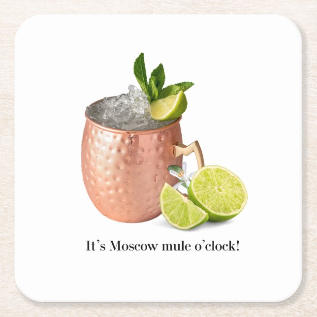It's Moscow Mule O'clock! Rechteckiger Pappuntersetzer (Vorderseite)