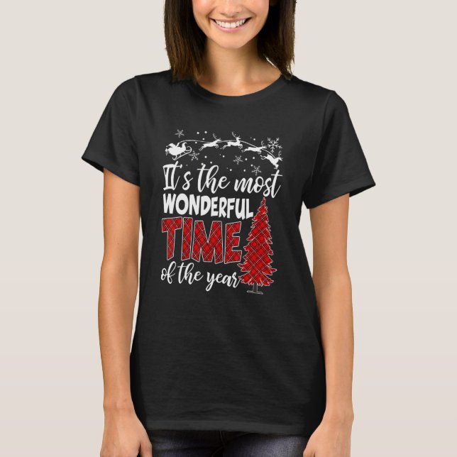 It's Most Wonderful   Time Christmas Buffalo Red P T-Shirt (Vorderseite)