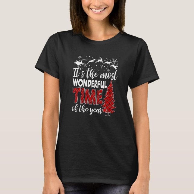It's Most Wonderful  Time Christmas Buffalo Red Pl T-Shirt (Vorderseite)