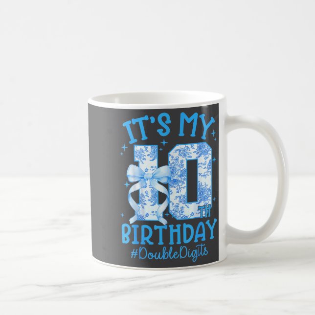 It's My 10th Birthday Girl Blue Coquette Bow 10 Ye Kaffeetasse (Rechts)