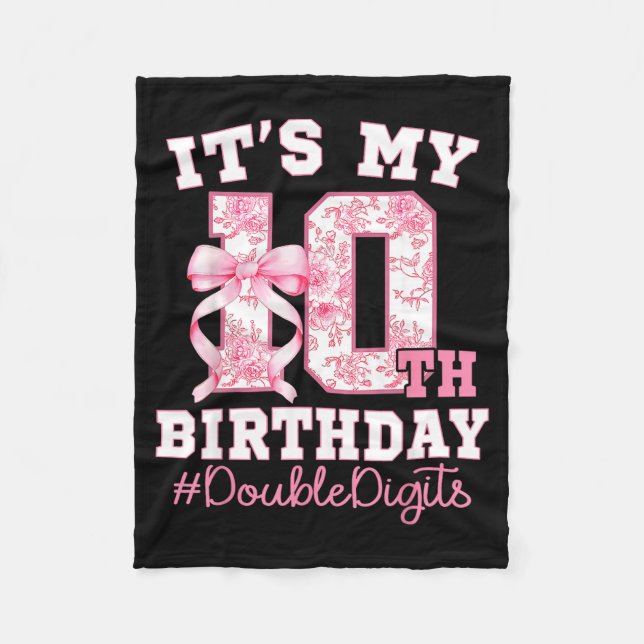 Its My 10th Birthday Girl Double Digits Coquette B Fleecedecke (Vorderseite)