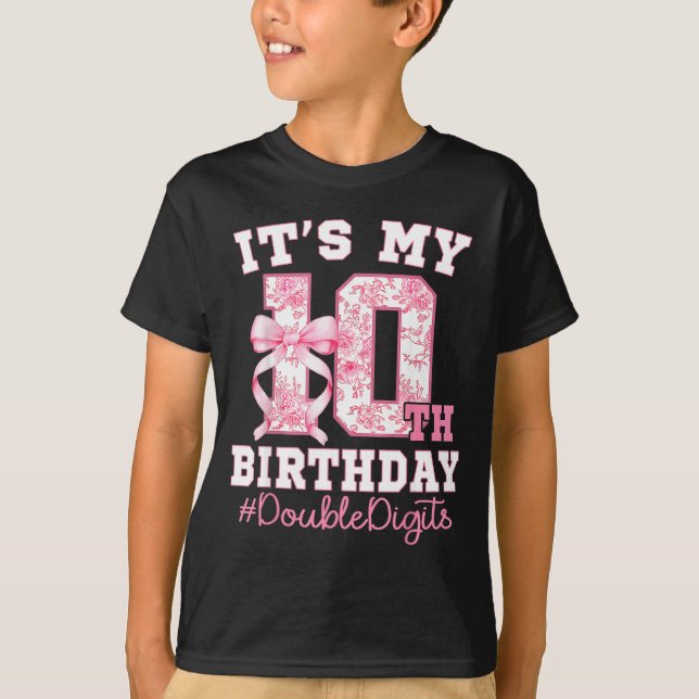 Its My 10th Birthday Girl Double Digits Coquette B T-Shirt (Vorderseite)
