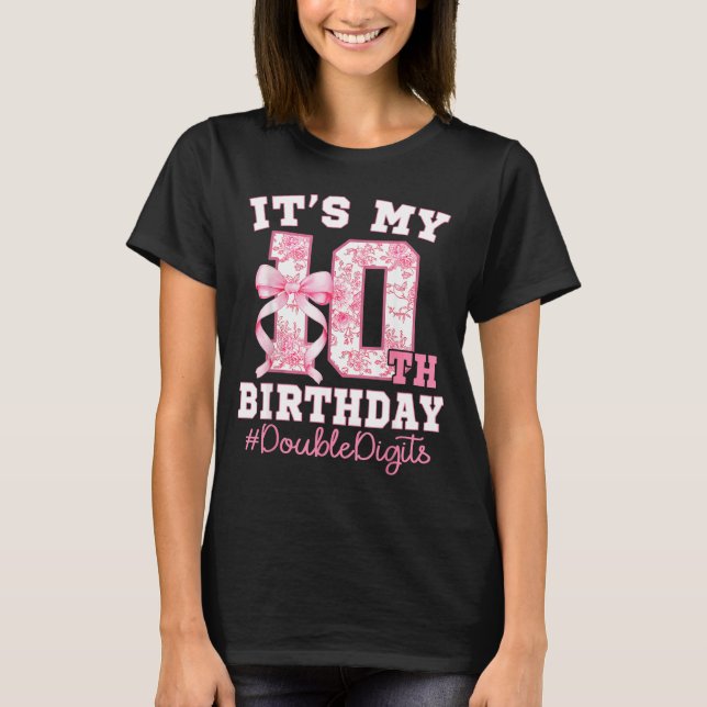 Its My 10th Birthday Girl Double Digits Coquette B T-Shirt (Vorderseite)