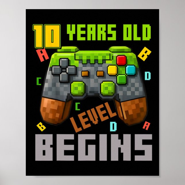 It's My 10th Birthday Pixel Gaming Controller 10 Y Poster (Vorne)