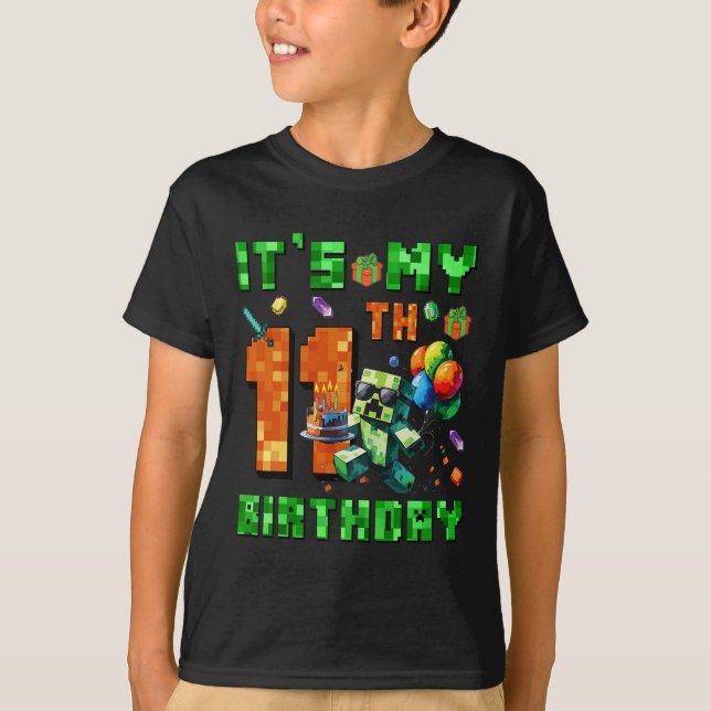 It's My 11th Birthday Pixel Number Video Game Game T-Shirt (Vorderseite)