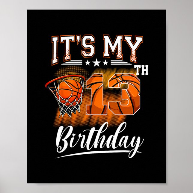 It's My 13th Birthday Sketll Theme 13 Years Old Bi Poster (Vorne)