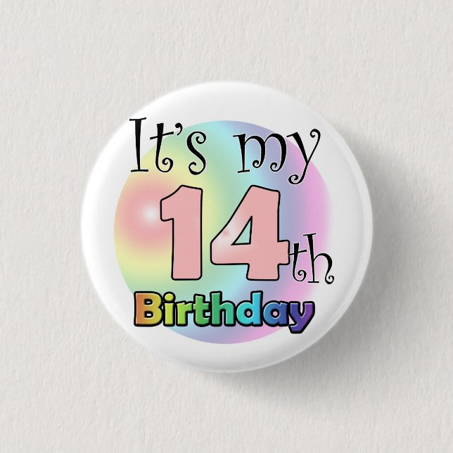 It's my 14th Birthday (roze) Button (Vorderseite)