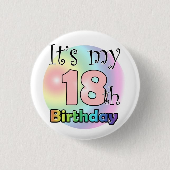 It's my 18th Birthday (roze) Button (Vorderseite)